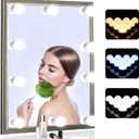 Vanity Mirror Lights, 10 Dimmable Bulbs DIY Hollywood Style LED Makeup Mirror Lights with USB Cable, Lighting Fixture Strip for Makeup Dressing Table Bathroom Dressing Room etc, White