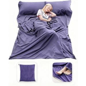 Sleeping Bag Liner Lightweight Compact Sleeping Bag Sack Portable Clean Travel Sheet Camping Sleep Sheet for Backpacking Hotel Hiking (82.7 X 70.9, Grey Blue)