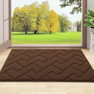OLANY Indoor Door Mat, 30x17, Dirt Resistant and Absorbent, Sturdy Non-Slip Rubber Backing, Easy to Clean, Washable Low-Profile Doormat for Entryway, Coffee