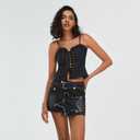 Kisidoo Women's Denim Skirt Vintage Star Patchwork Party Club Jean Skirt Casual Y2k Mini Skirt Skorts Skirts for Women (XL)