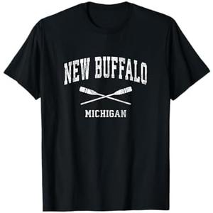 New Buffalo Michigan Vintage Nautical Paddles Sports Oars T-Shirt L