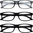 CVVTSPE 3 Pack Reading Glasses Blue Light Blocking, Reading Glasses for Women Men, Anti UV/ Glare Filter Lightweight Eyeglasses (2 Black 1 Grey, 1.5, multiplier_x)