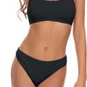 Beautikini Period Swimwear for Teens Two Piece Leakproof Menstrual Bikini Swimsuit Sporty Bathing Suits for Girls Women (Small, Black)