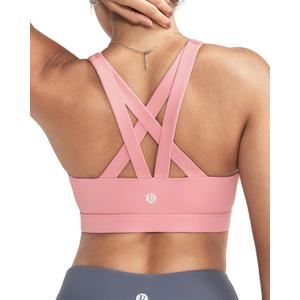 RUNNING GIRL Sports Bras for Women,Padded Strappy Sports Bras Criss-Cross Back Medium Support Sports Bras with Removable Cups (Large)