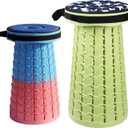 ALEVMOOM Upgraded Collapsible Stool with Thickened Cushion 18.1",600Lbs Max Weight Wider & Taller Pop Up Stool, Heavy Duty Portable Retractable Folding Chair or Travel Foot Rest for Camping & Outdoors (Fruit Green)