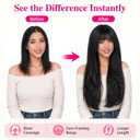 ALXNAN Hair Toppers For Women with Thinning 3D 360°Cover,26Inch Black Long Straight Layered Clip In Synthetic hair topper with Bangs