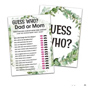 Baby Shower Game Cards, Find Who Dad or Mom Game, Tropical Jungle Theme Party Games, Set of 30 (Green007)