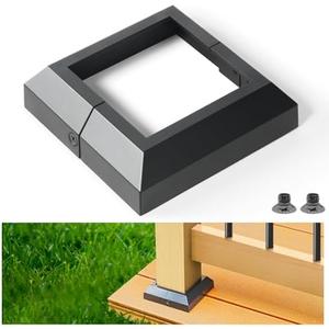 8Pack 3.5"x 3.5" Aluminum Deck Post Base Cover, Split Post Cover Skirts for Deck Railings丨Stairs丨Porches Black
