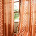 Sutuo Home Terracotta Boho Curtains 2 Panels for Dining Room Bedroom 96 inches Long, Bohemian Semi Blackout Floral Stripes Decor with Tassels Country Privacy Window Treatment,Grommet 52" W x 96" L