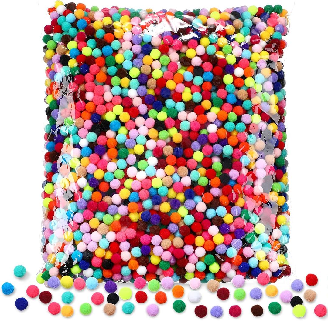 Yunsailing 4000 Pcs Pom Poms for Crafts 1cm Assorted Mini Pompom Balls Bulk Multicolor Small Pompom Balls Home DIY Arts Craft Making Decorations