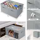 TOPIA HOME Shoe Organizer for Closet 2 Pack, Foldable Shoe Box with Adjustable Dividers and Clear Cover, Space Saving Shoe Storage Organizer Cabinet with Reinforced Handles, Fits 40 Pairs, Gray, TP11G