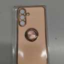 LeYi for Galaxy S25-FE Phone Case: [ ] 1 Pack Tempered Glass Screen Protector and 360 Rotatable Ring Holder Magnetic Kickstand, Plating Rose Gold Edge for Galaxy S 25 FE, Pink