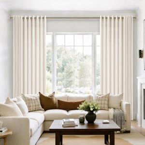 Natural Linen 102 Inch Curtains 72 Inch Width for Living Room Divider Light Filtering Semi Sheer Extra Wide Patio Curtains for Sliding Door Balcony Floor to Ceiling Window 72x102 1 Panel