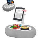 Tablet Pillow Stand, Compatible with 5"12.9" Kindle, iPad, Phone/Tablet, Google, Samsung, 360° Rotating Phone Holder for Bed, Soft Plush Fabric, Detachable Bowl, Reading and Relaxation on Bed, Gray