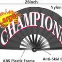 26 Inch Clacking Fan 2 Pack for Line Dancing & Boots On The Ground, Large Folding Hand Fan for Country Dancing, Rave Festival Performance, Black