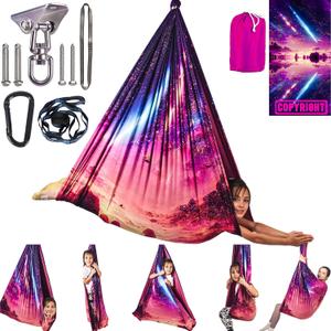 Sensory Swing for Kids Indoor & Outdoor Double Layer Therapy Cuddle Swing with 360 Swivel Hanger Kit Adjustable Swings for Child and Adult with Aspergers Autism (Fantasy Pink)