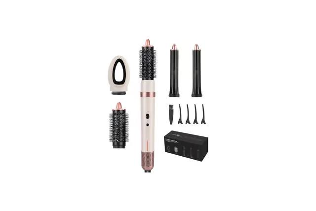 Homdigrk 6-in-1 Hair Dryer Brush & Curling Iron Set, Hot Air Styler Hair Curler for Fast Drying, Smoothing & Volumizing, No Heat Damage, Professional Blowout Tool with Travel Case(Pink)