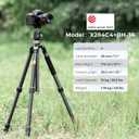 K&F CONCEPT X-Series 68" Carbon Fiber Camera Tripod,Professional Photography Tripod with 36mm Metal Ball Head Load Capacity 35.2lbs for Indoor Outdoor Use X284C4+BH-36