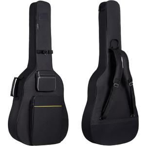 40 41 42 Inch Acoustic Guitar Bag, Oxford Fabric with 0.35" Thick Padding, Water Resistant Gig Bag, 3 Storage Pockets, Side Handle & Back Hanger Loop, Adjustable Dual Shoulder Straps, Black