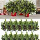 Uieke 12PCS Christmas Artificial Pine Branches- 14Inch Christmas Picks for Crafts Faux Evergreen Pine Sprigs Branches with Pinecone for DIY Christmas Wreath Home Decoration