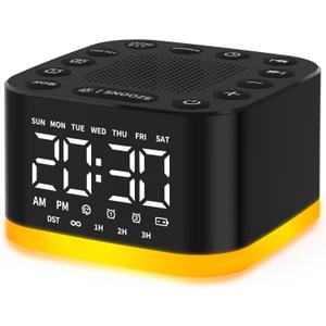 Soothing Sounds Alarm Clock with Sound Machine 30 Relaxing Sounds 15 Gentle Ringtones 12 Color Options Dimmable Noise Machines for Kids Adults with Dual Alarms Perfect for Home Office Travel