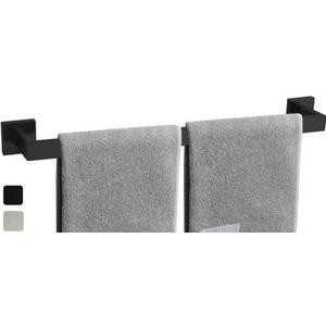 24 Inch Towel Bar for Bathroom 12/16/24/28/32/36 Inch Kitchen Towel Holder Matte Black Towel Rod Wall Mounted SUS304 Rustproof Towel Rack Modern Square Design (1, Matte Black, 24 Inch)