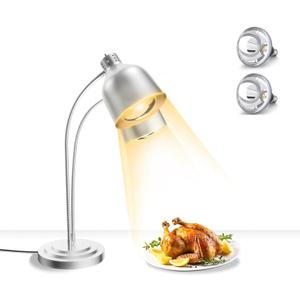 Double Head Food Heat Lamp Warmer w/Rapid-Heating Bulbs, Free Standing Commerical Food Warmer for Restaurant Kitchen Buffet Catering, Parties Food Heated Warming Lamp (Silvery, Dual Bulbs) Double Head Food Heat Lamp Warmer w/Rapid-Heating Bulbs, Free Standing Commerical Food Warmer for Restaurant Kitchen Buffet Catering, Parties Food Heated Warming Lamp (Silvery, Dual Bulbs)