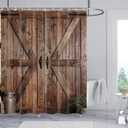 Rustic Barn Door Shower Curtain Set for Bathroom, Farmhouse Western Bathroom Decor Curtains, Vintage Countryside Brown Wood Board Waterproof Fabric Bath Curtains with Hooks 70 x72 inch (Pattern 1)