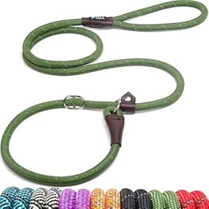 Fida Durable Slip Lead, 6 FT x 1/ 2" Heavy Duty Loop Leash, Comfortable Strong Rope for Large, Medium Dogs, No Pull Pet Training with Highly Reflective, Green