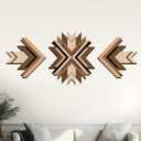 Wenqik 3 Pcs Southwest Wall Decor Aztec Wall Art Wood Art Farmhouse Rustic Bedroom Boho Tribal Modern Geometric Vintage Living Room(Brown)