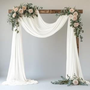Xiomot Wedding Arch Draping Fabric 28.7" x 20FT Ivory Sheer Chiffon Backdrop Drapes for Wedding Ceremony Birthday Party Bridal Shower Outdoor Decoration