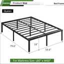 EMODA Queen Bed Frame No Box Spring Needed 18 Inch Heavy Duty Metal Tall Platform Bed Frame Queen Size with Large Storage Space, Easy Assembly, Black