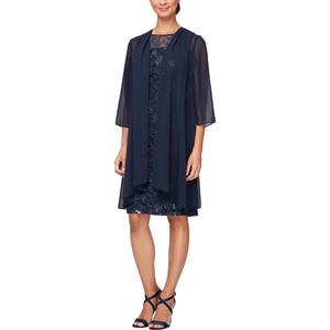Alex Evenings Women's Short Embroidered Illusion Robe 14
