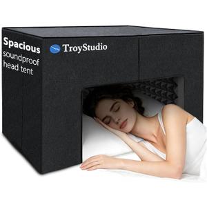 TroyStudio Spacious Soundproof Bed Tent, 35.8"x24.4"x20.7" Acoustic Foam Noise Reduction Canopy, Portable Quiet Sleep Pod Enclosure, Blackout Head Cover for Night Shift Worker and Light Sleeper
