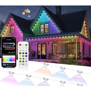 Permanent Outdoor Lights, 100ft RGB+IC Smart Outdoor Lights for House with 50 LED, IP67 Waterproof LED Light for Outdoor Decorations, Work with Remote, APP
