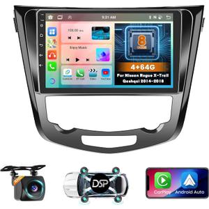 Hikity 8 core 4+64G Android 15 Car Radio for Nissan Rogue X-Trail Qashqai 2014-2018 Stereo, 10.1 inch Screen with Wireless CarPlay Android Auto GPS Navigation WiFi Bluetooth Mirror Link DSP FM RDS