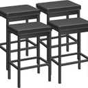 HOOBRO Bar Stools, Set of 4 Bar Chairs, 24.8-Inch Height Stools, Breakfast Bar Stools, Kitchen Stools, 2" Thick Upholstery, for Kitchen, Dining Room, Cafe, Bar Counter, Black BB21BYP401