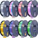 JAYO 3D Printer Filament Bundle, PLA Silk Filament Bundle Multicolor, Shiny Silk PLA Filament 1.75mm, Fast Color Change Rainbow, 250g Spool, 8 Rolls, 2kg in Total