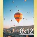 JCJMY 8x12 Picture Frame for Wall Hanging or Tabletop, Wall Mounting Horizontally or Vertically, 8 x 12 Wall Gallery Poster Photo Frame with Shatter Resistant Plexiglass, Natural