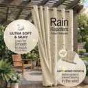 Waterproof Outdoor Curtain W52 x L84 - Grommet Top Sunlight Blocking Window Treatment Drapes Blackout Curtains for Home Bedroom Living Room Patio Porch Pergola Cabana Gazebo (Beige, 2 Panels)