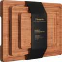 Bamboo Cutting Boards (set of 3), Carbonized Bamboo Chopping Boards with Juice Groove for Kitchen Meal Prep and Serving