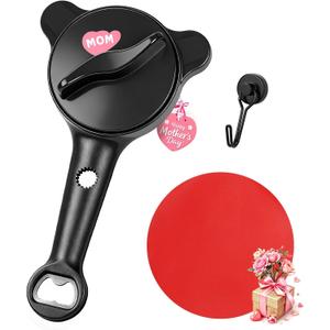 Jar Opener for Seniors, 4-in-1 Adjustable Lid Opener with Non-Slip Grip, Includes Magnetic Hook & Rubber Gripper, Suitable for Jars, Bottles and Beer Caps, Perfect for Arthritis and Weak Hands