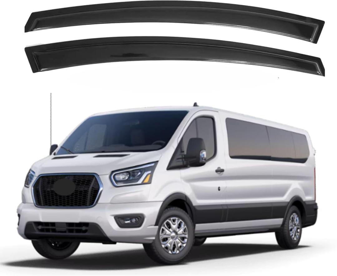IG Window Visors Fit for 2014-2026 Ford Transit, Out-Channel Rain Guards Vent Wind Deflectors 2PC, Truck Accessories for 14-26 Transit (High Roof & Medium Roof Only)