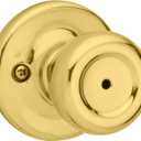Kwikset Mobile Home Interior Privacy Door Knob with Lock, Door Handle For Bathroom and Bedroom, Polished Brass Keyless Turn Lock Doorknob (1 Count (Pack of 1))