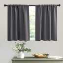 RYB HOME Short Grey Blackout Curtains for Small Bedroom Window, Insulating UV Blocking Drapes for Kitchen Cafe Basement Garage, Privacy Tiers for Bathroom Window, Width 42 by Length 36, Set of 2