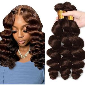 #4 Brown Bundles Human Hair Chocolate Loose Deep Wave Bundles 12 14 16 Inch Unprocessed Brazilian Virgin Hair Deals Quick Weave Hair Extensions 3 Bundle 50 Gram Per Bundle For Woman