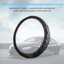 Car Steering Wheel Cover, 15 Inch Elastic Stretch Carbon Fiber Leather Anti-Slip Steering Wheel Protector, Automotive Interior Protective Accessories, Universal for Vehicles (Black)