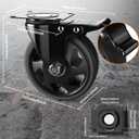 YUPEZOP 5 Inch Swivel Caster Wheels, Set of 4 Heavy Duty, Locking Industrial Casters with Brake, Black, Stainless Steel, Polyurethane, Double Safety Brakes and 360 Swivel for Maximum Flexibility
