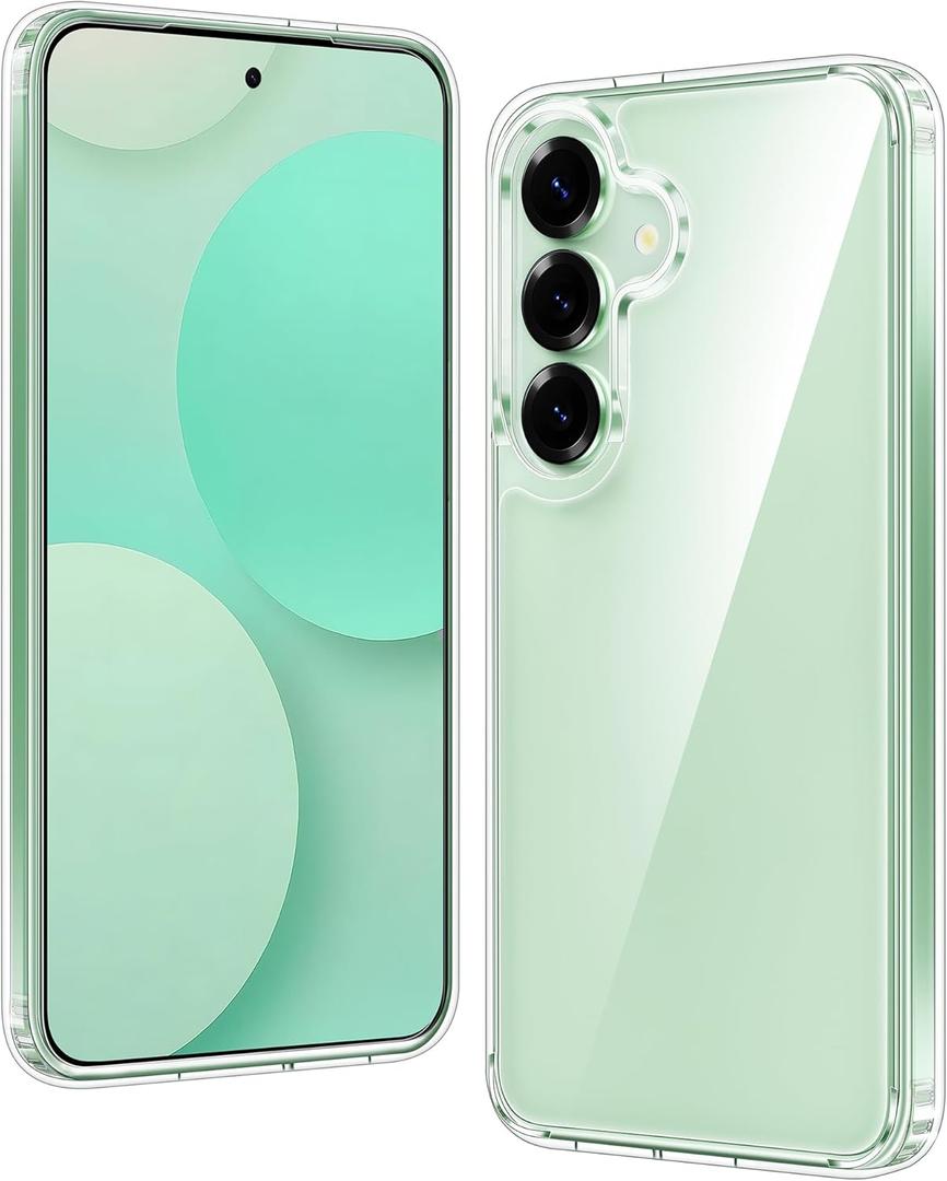 FNTCASE for Samsung Galaxy S25 Case: for Galaxy S24 Case Military Grade Drop Protection Anti Yellowing Cell Phone Cover - Rugged Shockproof Protective Bumper Transparent Cases(Clear)