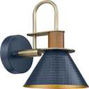 HWH Rustic Wall Sconces, Industrial Sconce Wall Lighting Indoor Wall Lamp, 1-Light Barn Vanity Light for Bathroom Bedroom Bedside, Hammered Metal Shade, Navy Blue Finish, 5HZG74B BL+BG